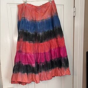 MULTIPLES  Women’s Maxi Skirt XL Tiered Multi Color Fairy Grunge Festival Indie